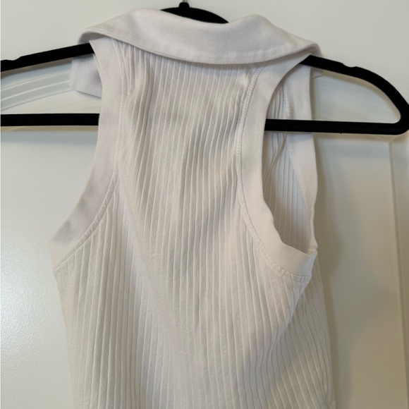 Zara White Ribbed Collared Top - Picture 3 of 4